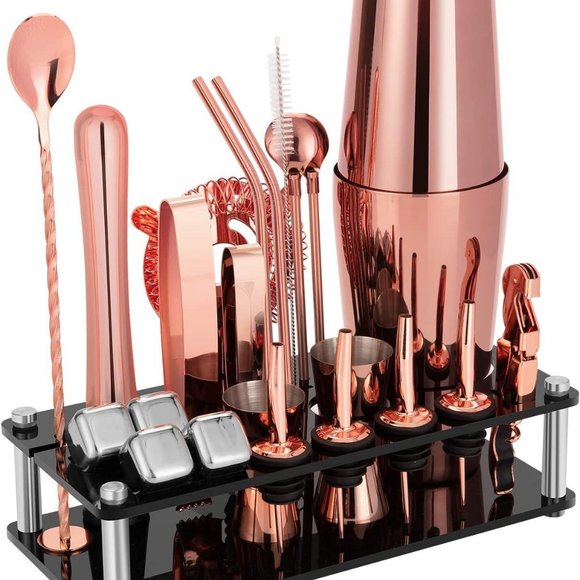 Perfect Party boy Gift 23-Piece Stainless Steel Bartender Kit with Acrylic Stand - Picture 9 of 9